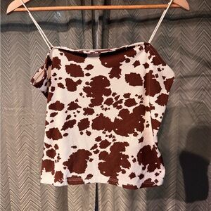 Rue21 Brown and Cream Cow Print Spaghetti Strap Tank